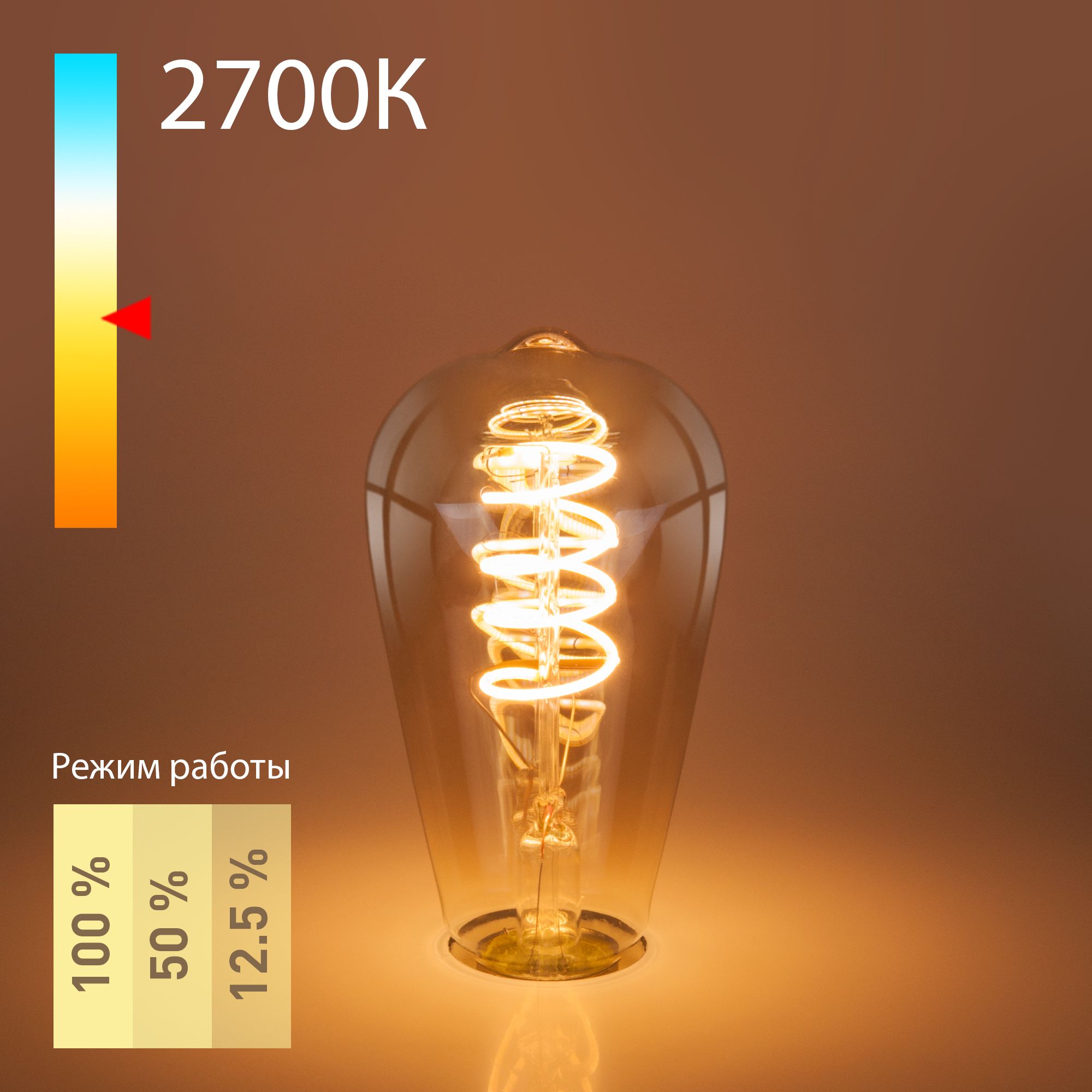 1a053408_0001.jpg Филаментная светодиодная лампа Dimmable ST64 5W 2700K E27 тонированная BLE2746 — изображение 1