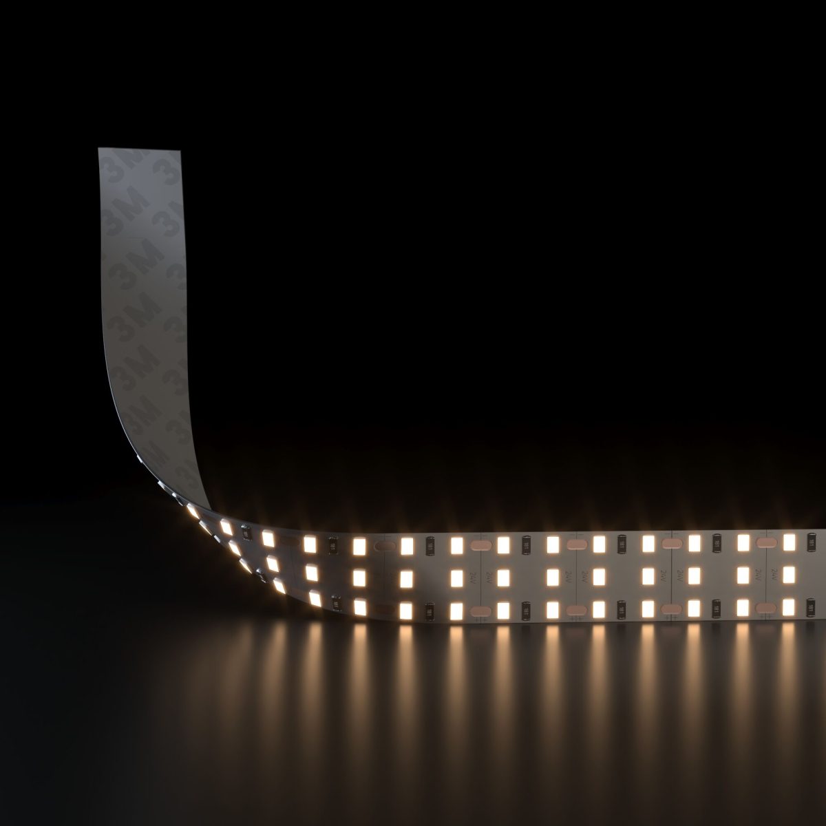 Лента светодиодная 360 LED 26 Вт IP20 трехрядная 3300К теплый белый, 5м 2835 24V 360Led 26W IP20 — изображение 2
