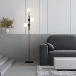 Հատակի լուսատու՝ ապակե պլաֆոններով 01383/3 սև - Image 3