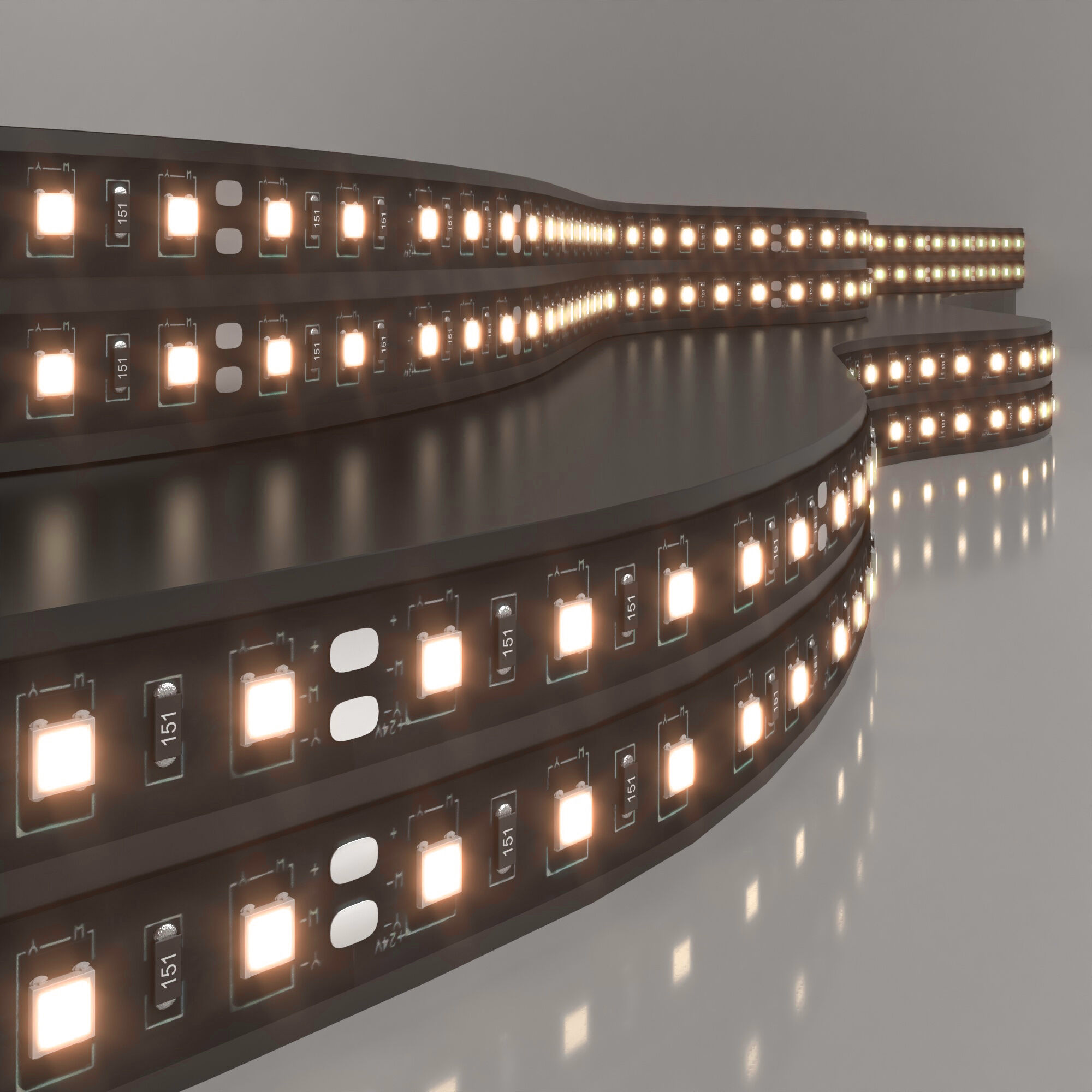 svetodiodnaya-lenta-120-led-9-6-vt-ip20-3300k-t-plyy-belyy-5-m-2835-24v-120led-9-6w-ip20-black-a063872-0001.jpg Светодиодная лента 120 Led 9,6 Вт IP20, 3300K тёплый белый, 5 м 2835 24V 120Led 9,6W IP20 Black — изображение 1