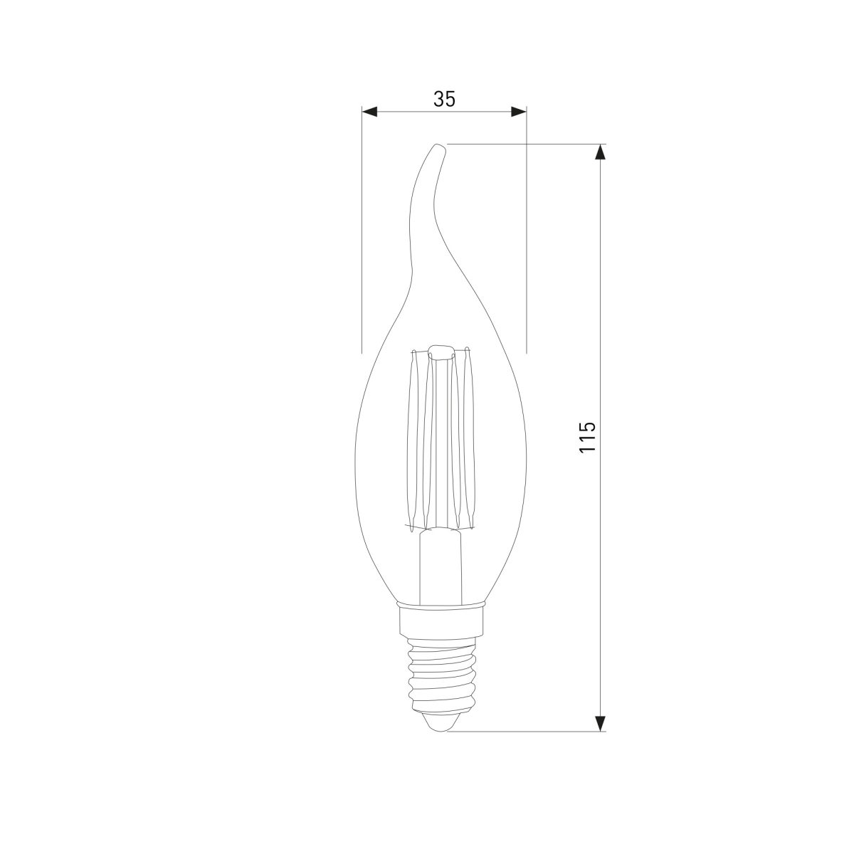 Филаментная светодиодная лампа "Свеча на ветру" C35 9W 4200K E14 (CW35 прозрачный) BLE1429 — изображение 2