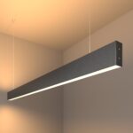 Линейный светодиодный подвесной двусторонний светильник 128см 50W 3000K черная шагрень (101-200-40-128)